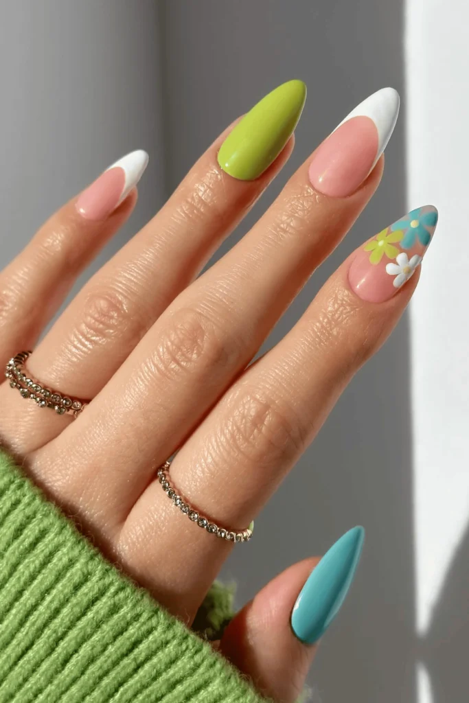Springtime Pastels & Florals nail design featuring soft pastel colors and delicate floral accents for a fresh, spring-inspired look.